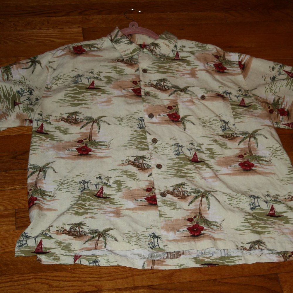 Vintage Hawaiian Shirt  XL sailboats